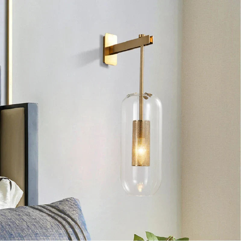 Modern Glass Wall Light Sconce – LED Mirror Bedside Lamp for Bedroom, Living Room, Kitchen, and Porch – Stylish Nordic Wall-Mounted Indoor Lighting