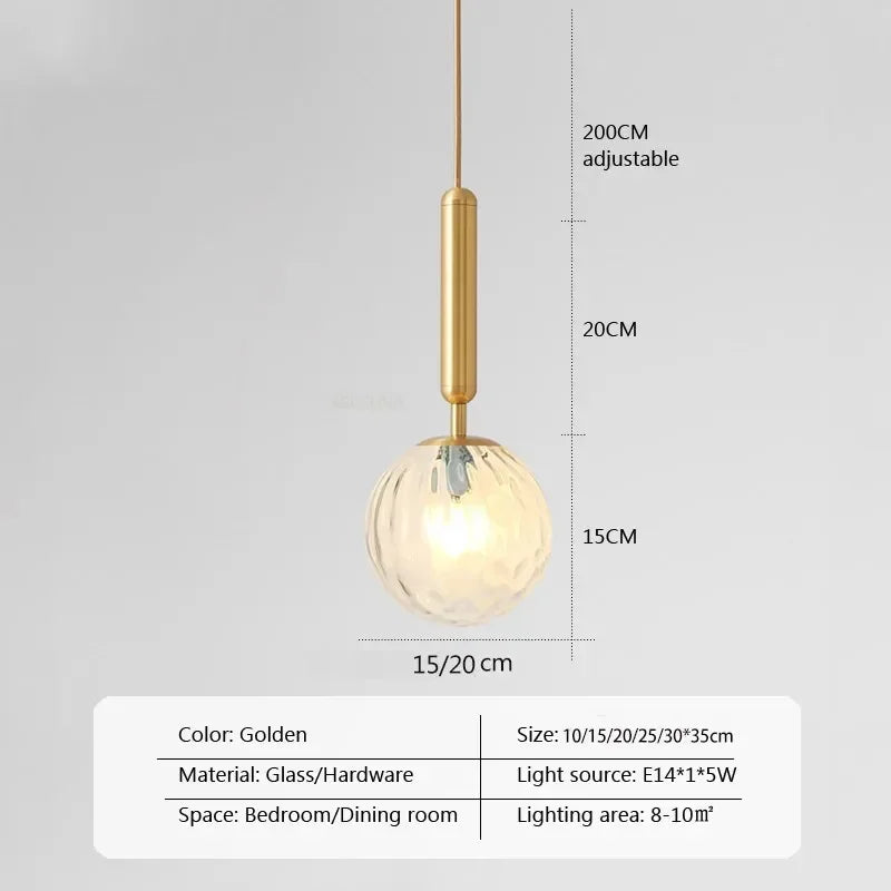 Modern Luxurious LED Pendant Light – Gold Ball Lampshade Hanging Light Fixture for Dining, Living Room, and Bedroom Décor