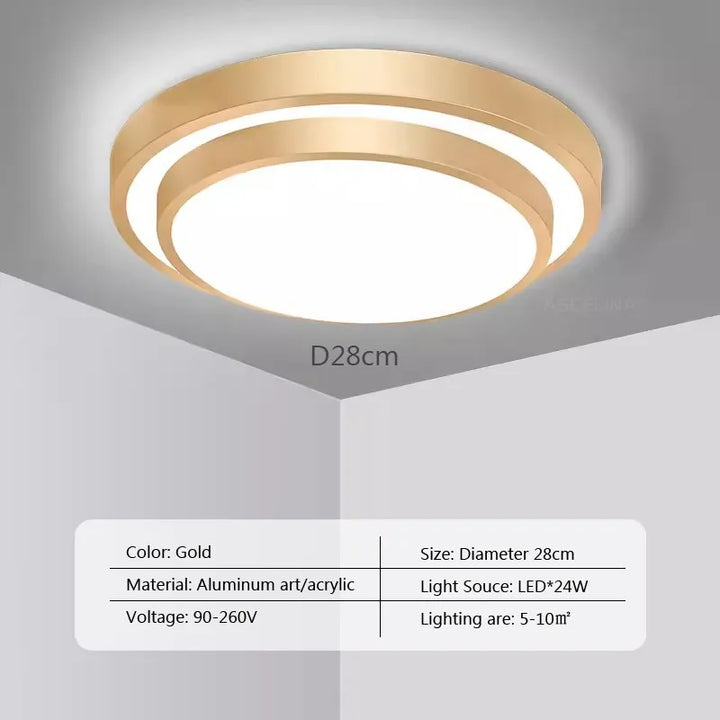 Modern LED Ceiling Light - Double Layers Round Aluminium Remote Controlled Lamp for Bedroom, Dining Room, Living Room Decor