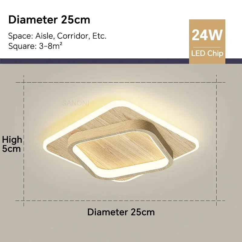 Modern LED Ceiling Lamp - Square Ceiling Light Fixture for Living Room, Stair, Aisle, and More