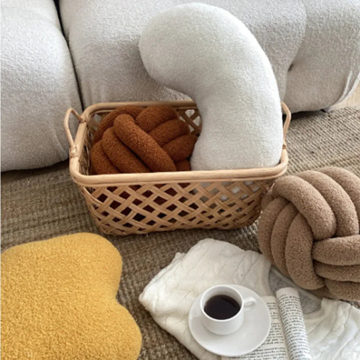 Nordic Bouclé Abstract Cushion – Minimalist Plush Pillow