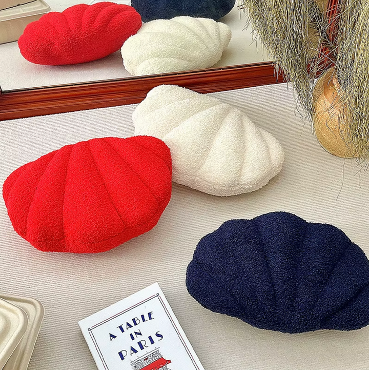 Pastel Shell Cushion – Fluffy Bouclé Plush Pillow