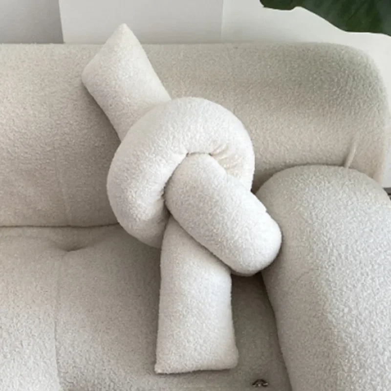 Nordic Bouclé Abstract Cushion – Minimalist Plush Pillow
