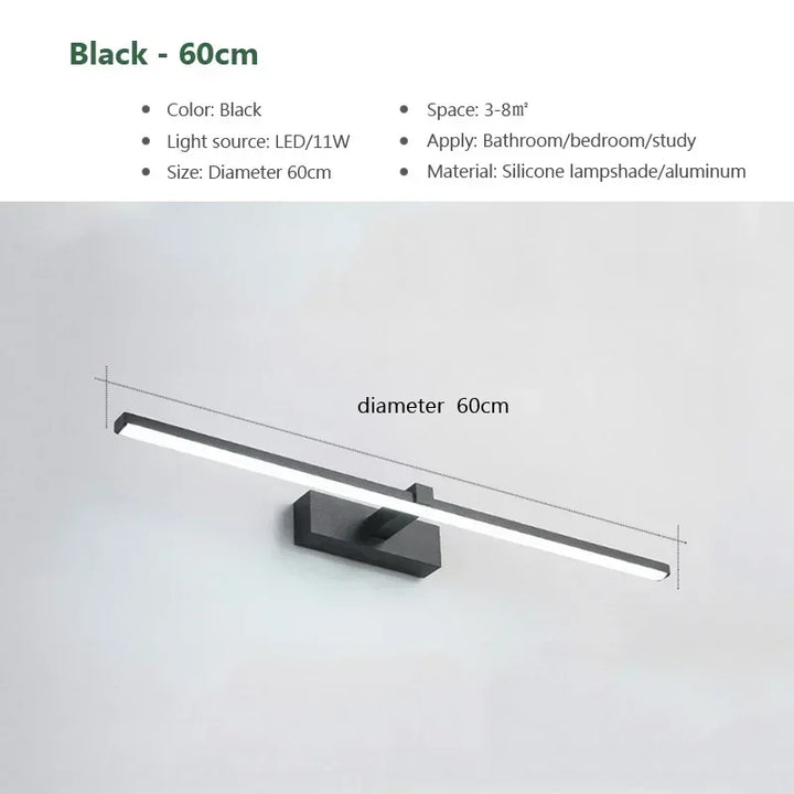 Modern Gold LED Wall Lamp – Bathroom Mirror Light with Touch Switch