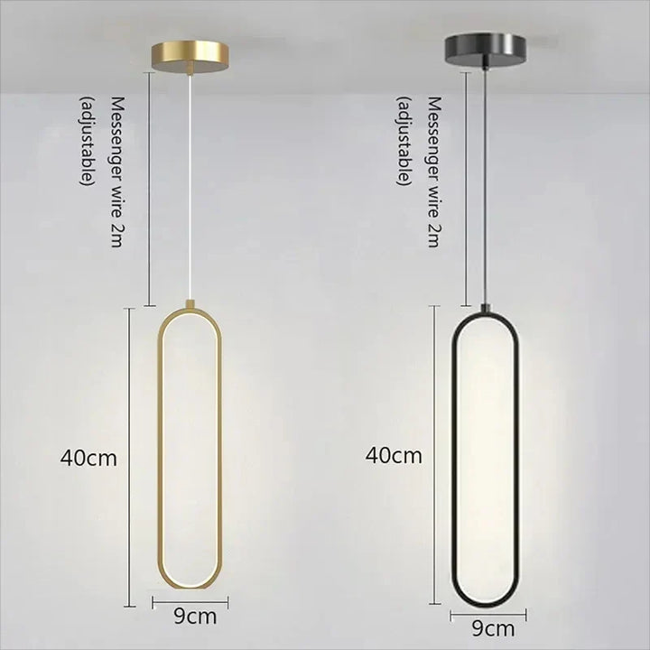 Modern LED Pendant Light – Black and Gold Hanging Lamp for Bedroom, Living Room, and Dining Room – Stylish Indoor Ceiling Light Fixture