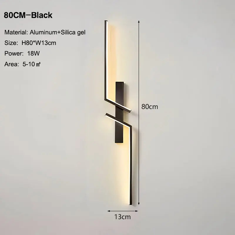 Nordic Black and Gold LED Wall Sconce – Modern Wall Light Fixture for Bedroom, TV Background, Stairs, and Indoor Spaces