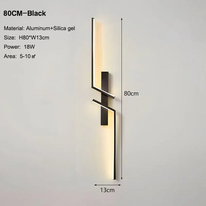 Nordic Black and Gold LED Wall Sconce – Modern Wall Light Fixture for Bedroom, TV Background, Stairs, and Indoor Spaces