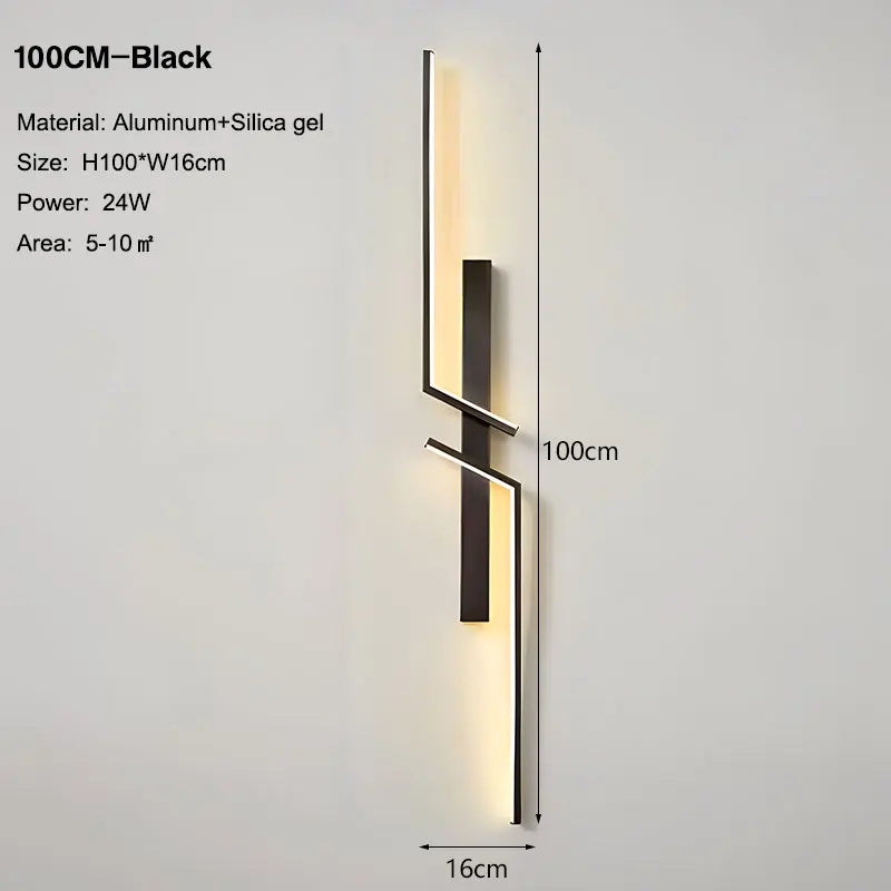 Nordic Black and Gold LED Wall Sconce – Modern Wall Light Fixture for Bedroom, TV Background, Stairs, and Indoor Spaces