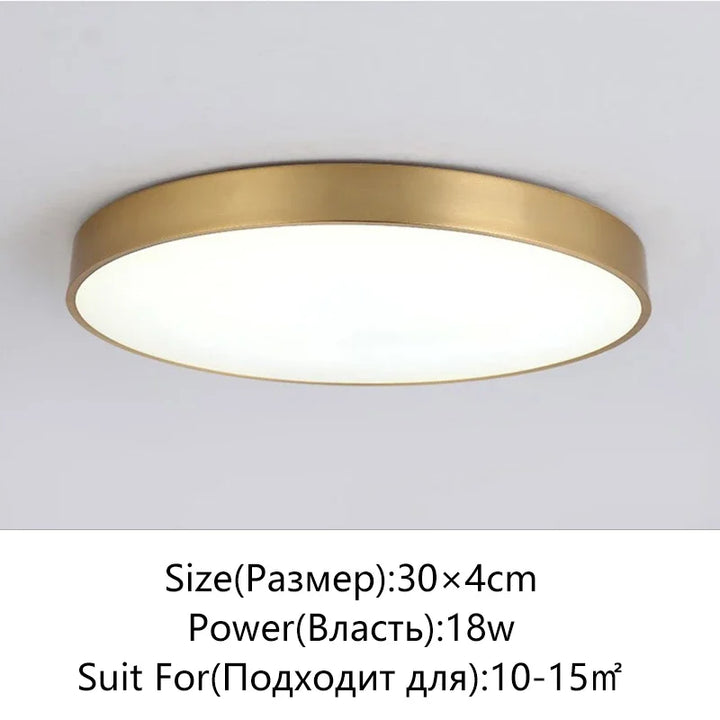 Modern LED Corridor Ceiling Light Lamps - Simple Golden Round