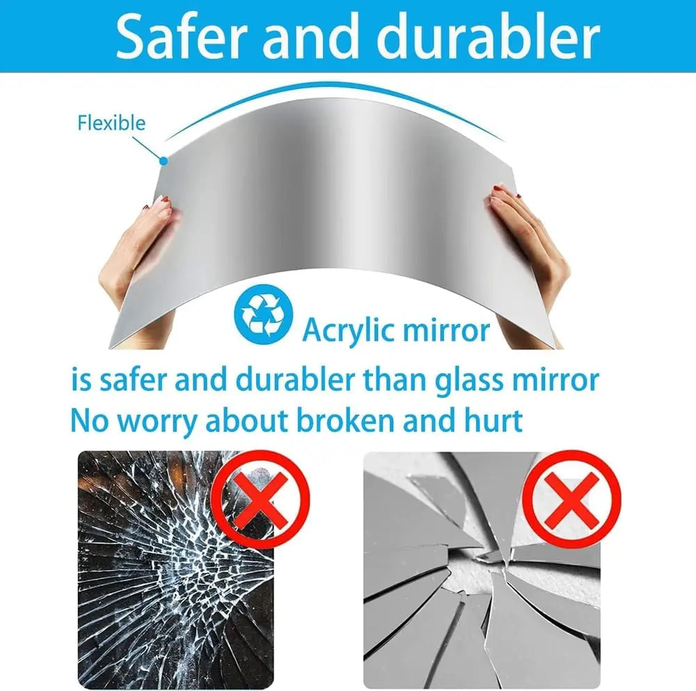 Self-adhesive acrylic mirror plates, shatterproof & lightweight