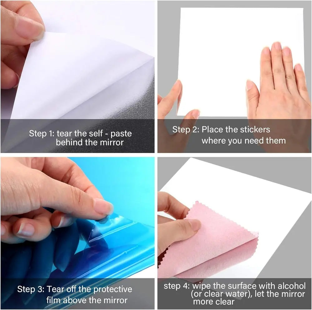 Self-adhesive acrylic mirror plates, shatterproof & lightweight