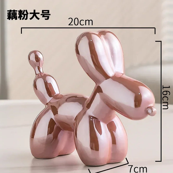 Nordic Ceramic Balloon Dog Sculpture Gold Animal Decorations Statue Living Room Ornaments Creative Desktop Ornament Home Decor