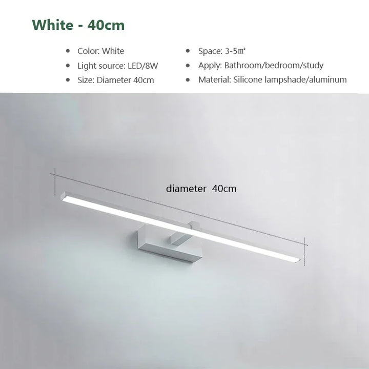 Modern Gold LED Wall Lamp – Bathroom Mirror Light with Touch Switch for Bedroom, Living Room, and Vanity Lighting
