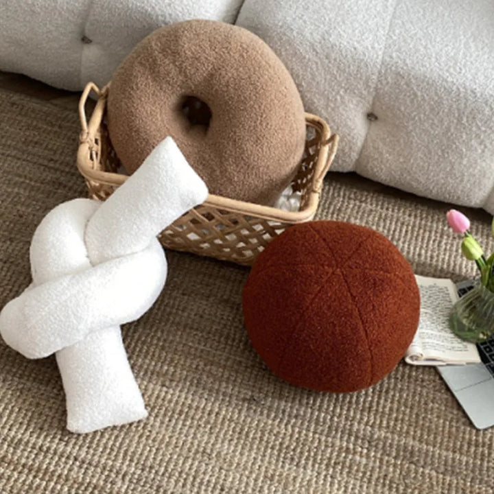 Nordic Bouclé Abstract Cushion – Minimalist Plush Pillow