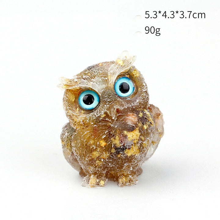 Natural Crystal Owl Figurine: Handmade Collector's Item