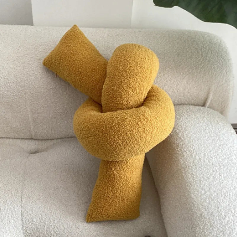 Nordic Bouclé Abstract Cushion – Minimalist Plush Pillow