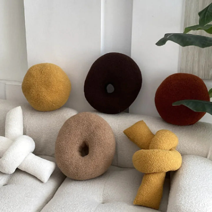 Nordic Bouclé Abstract Cushion – Minimalist Plush Pillow