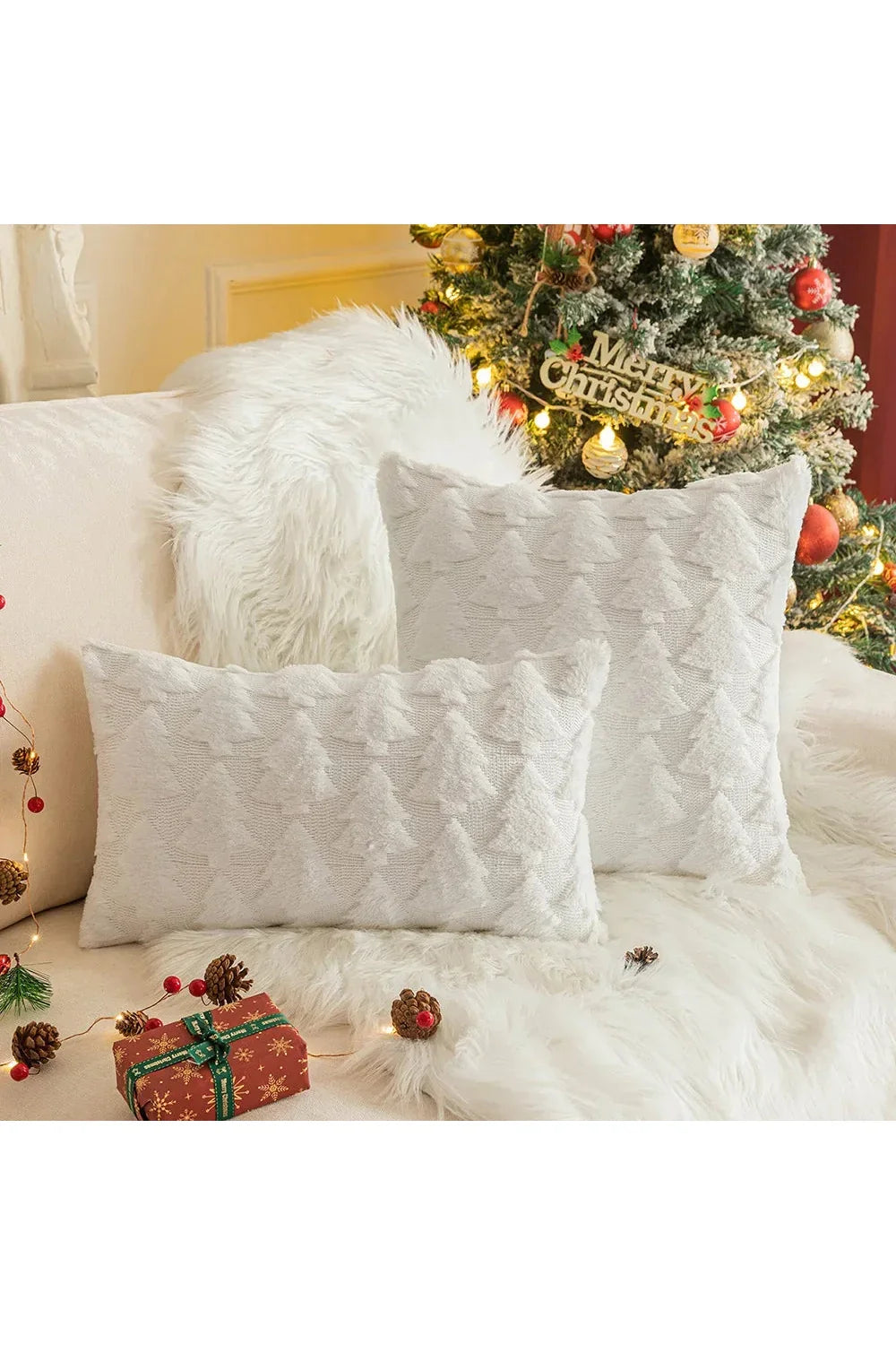 Plush decorative cushion cover