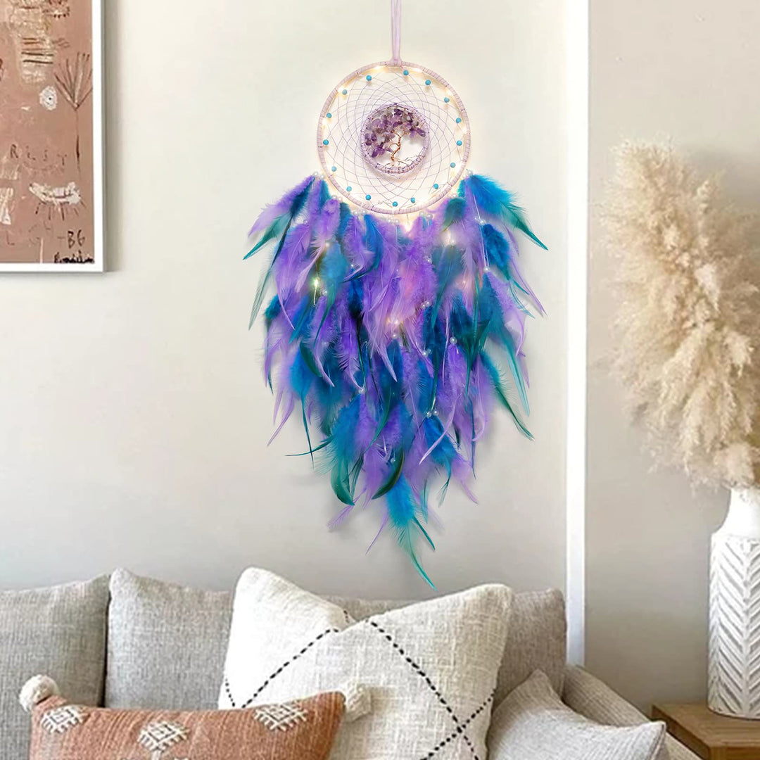 Crystal Tree of Life Feather Glow Dreamcatcher