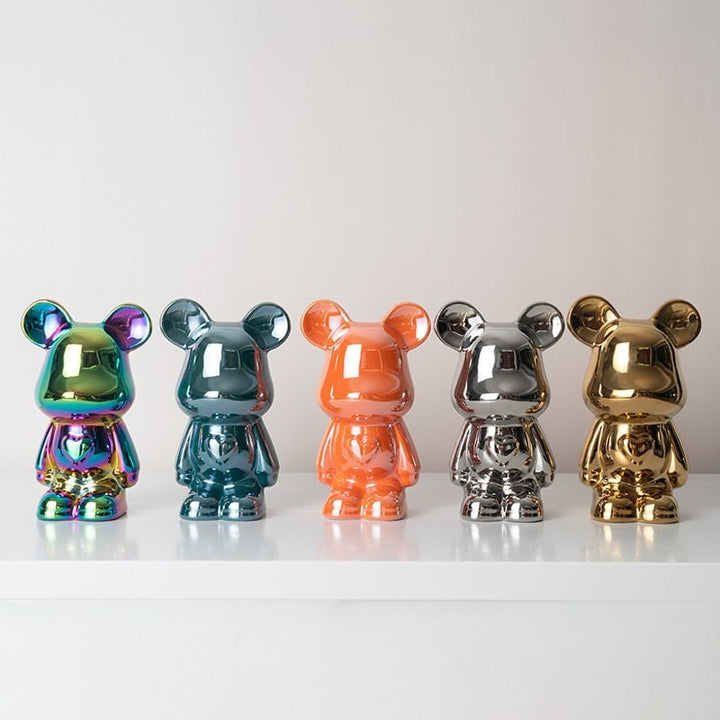 Colorful Ceramic Bear Sculpture and Statue Piggy Bank Desk Ornament