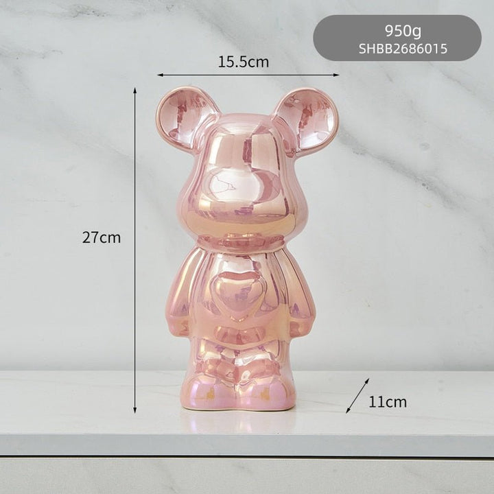 Colorful Ceramic Bear Sculpture and Statue Piggy Bank Desk Ornament