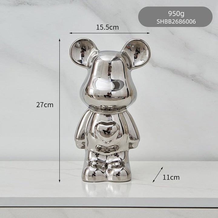 Colorful Ceramic Bear Sculpture and Statue Piggy Bank Desk Ornament