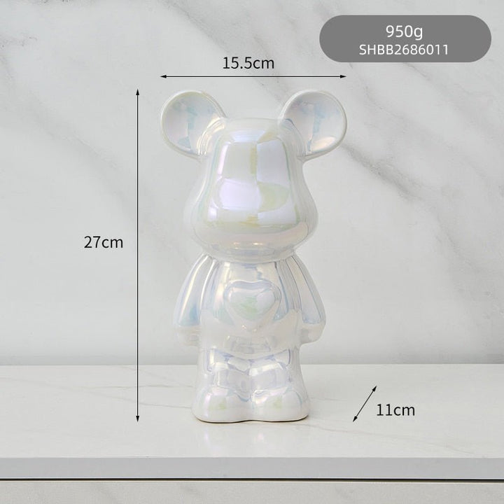 Colorful Ceramic Bear Sculpture and Statue Piggy Bank Desk Ornament
