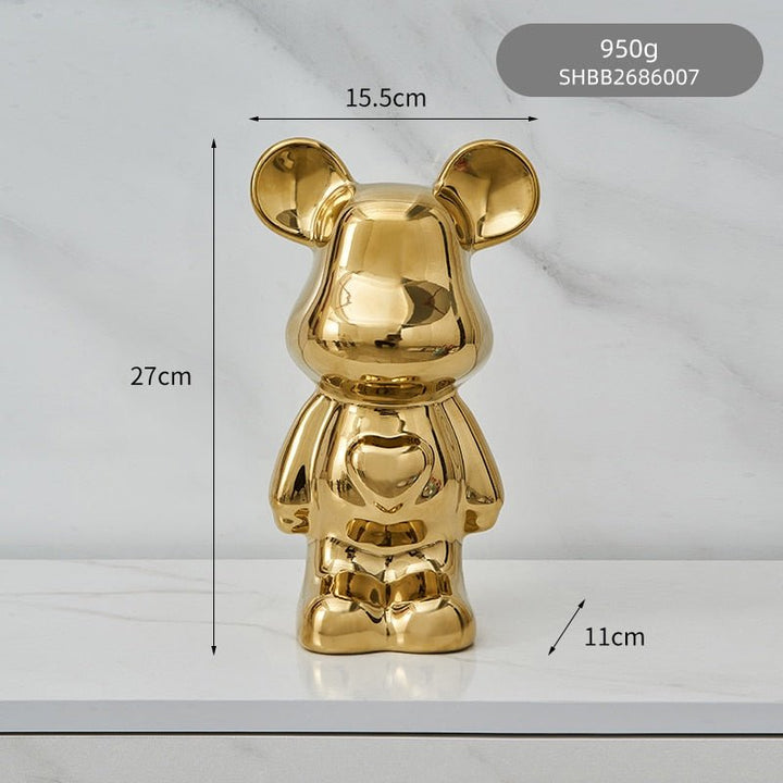Colorful Ceramic Bear Sculpture and Statue Piggy Bank Desk Ornament