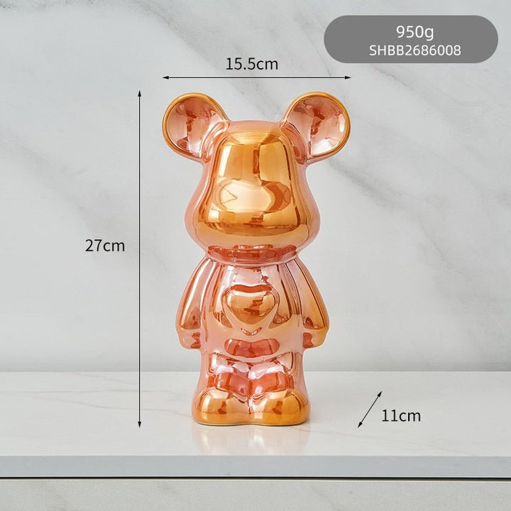 Colorful Ceramic Bear Sculpture and Statue Piggy Bank Desk Ornament