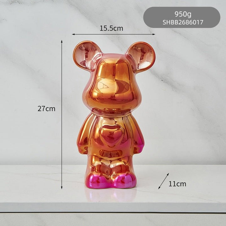 Colorful Ceramic Bear Sculpture and Statue Piggy Bank Desk Ornament