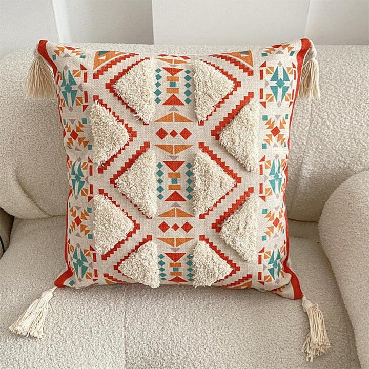 Moroccan inspired decorative throw pillow with tassel