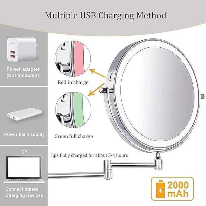 Rechargeable LED Magnifying Mirror with Touch Control