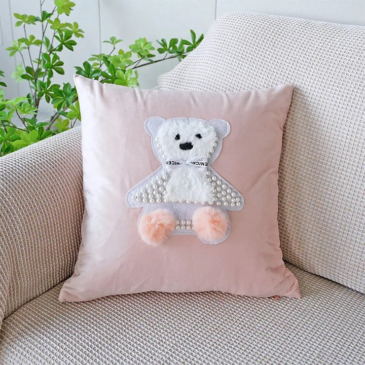 Pink Cushion Cover with Floral Pattern – Decorative Pillowcase for Living Room and Kids Room