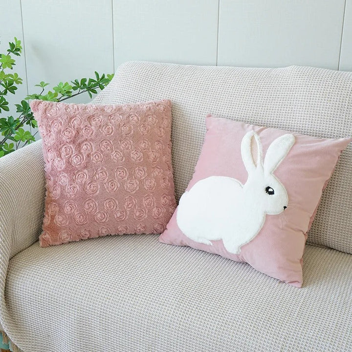 Pink Cushion Cover with Floral Pattern – Decorative Pillowcase for Living Room and Kids Room
