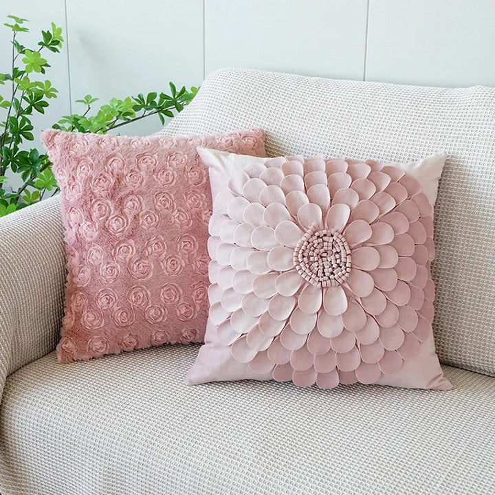 Pink Cushion Cover with Floral Pattern – Decorative Pillowcase for Living Room and Kids Room