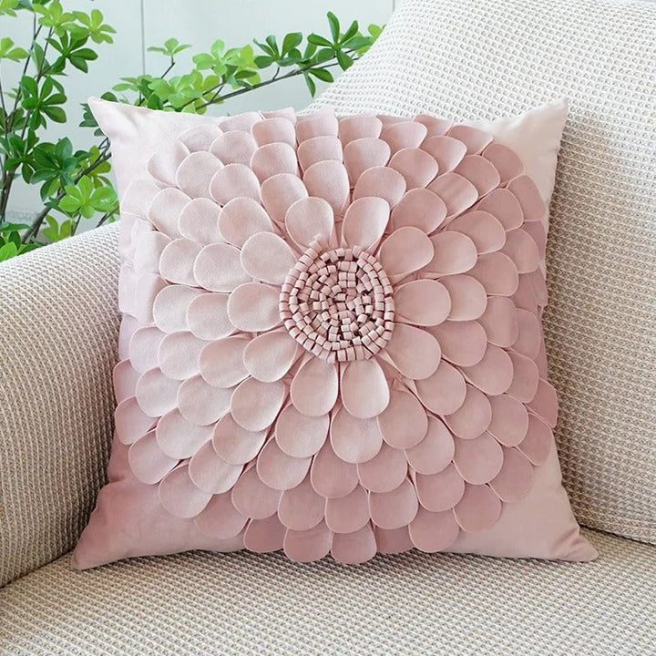 Pink Cushion Cover with Floral Pattern – Decorative Pillowcase for Living Room and Kids Room