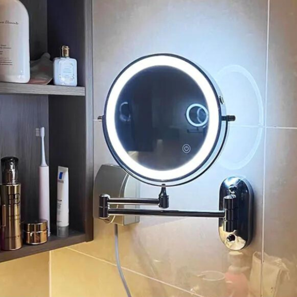 LED Wall-Mounted Bathroom Mirror with Magnification