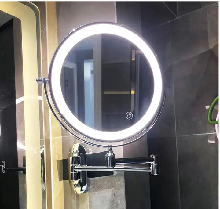 LED Wall-Mounted Bathroom Mirror with Magnification
